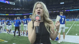 Video thumbnail for video titled MHSAA Football Finals Pre-Game Sideline Report