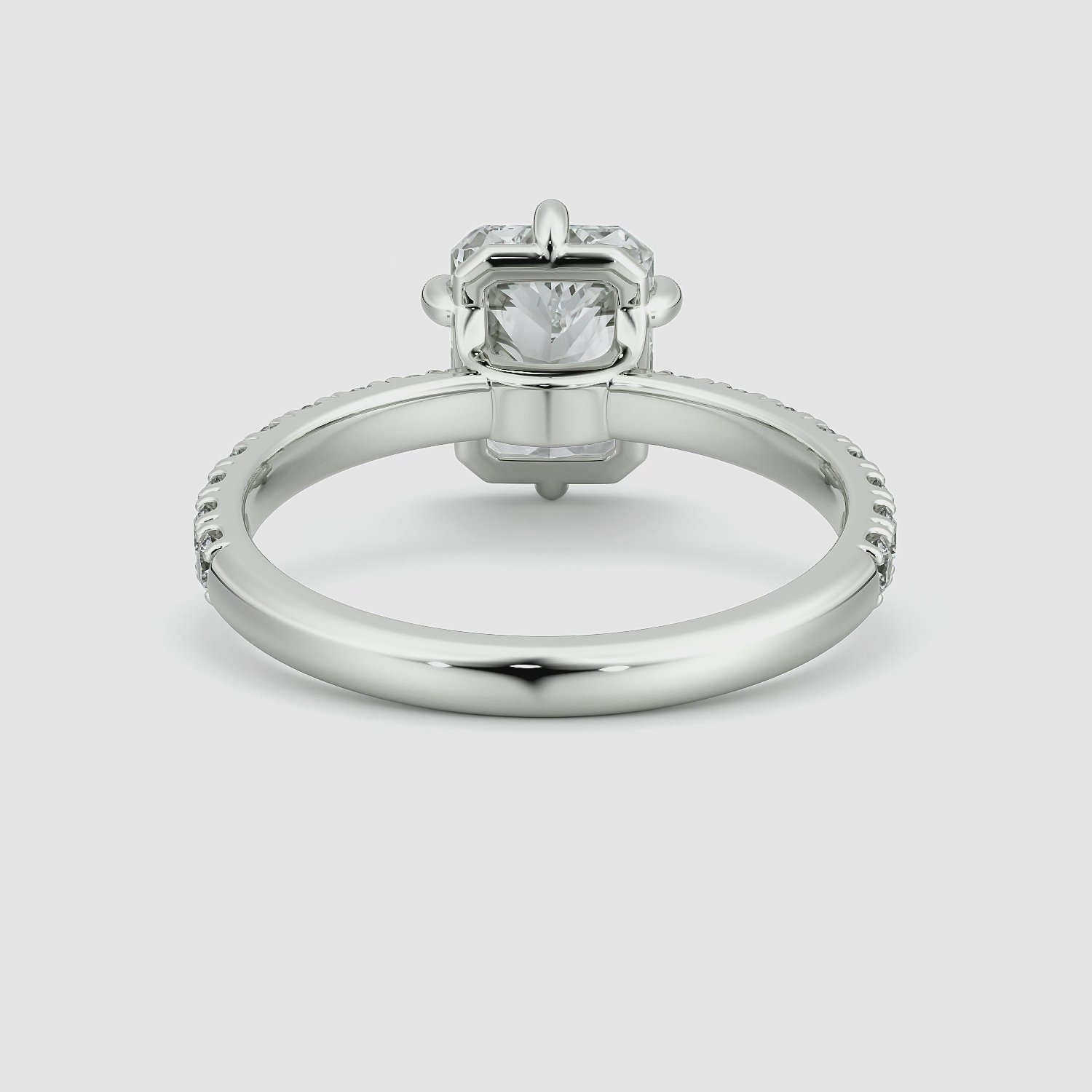 The Signature 6 Prong | Radiant | Platinum | bandAccent: Pavé | bandWidth: large | hiddenHalo: no | diamondOrientation: vertical | caratWeight: other