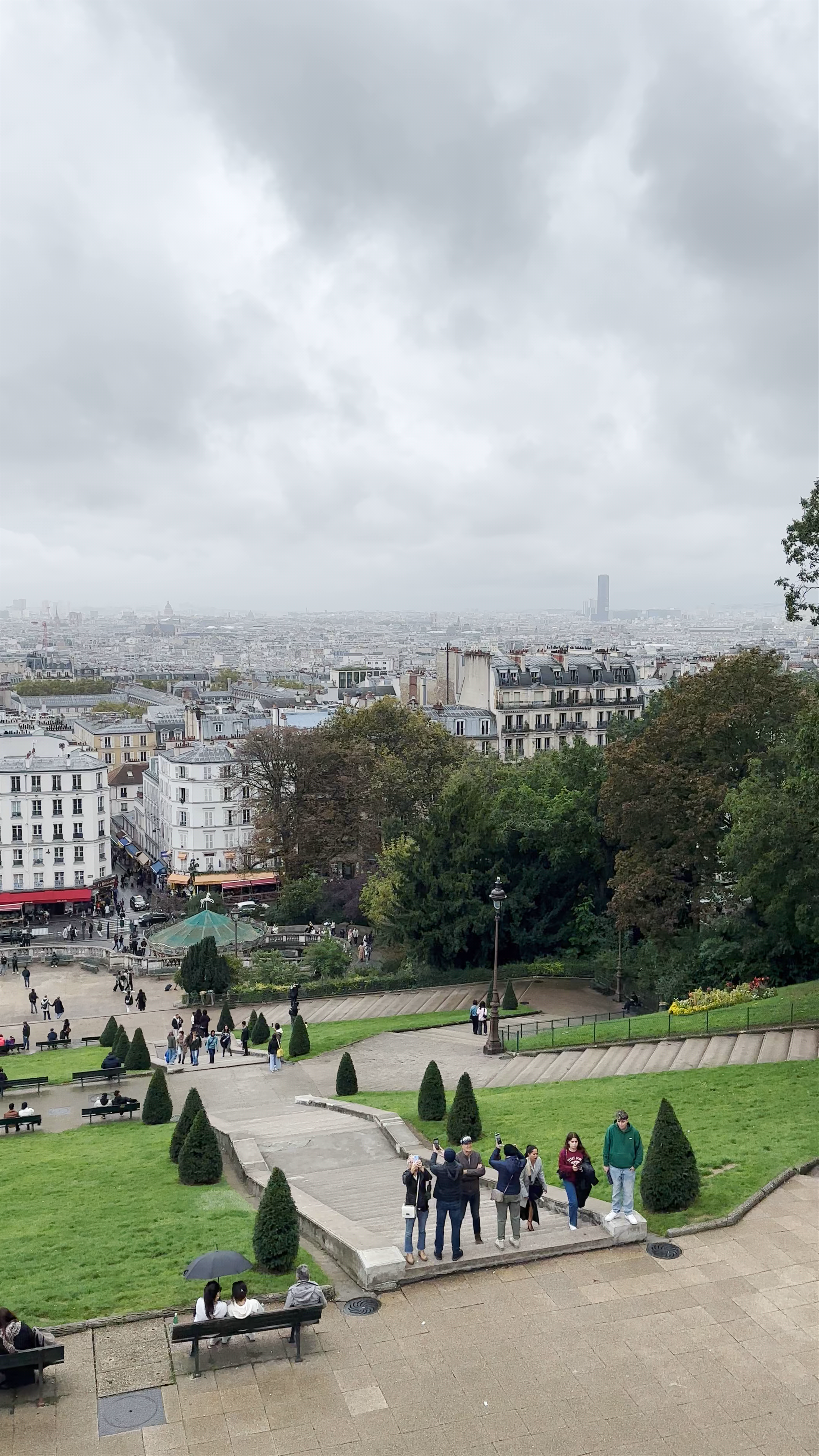 Skyline and Street Life at Square Louise Michel, Paris