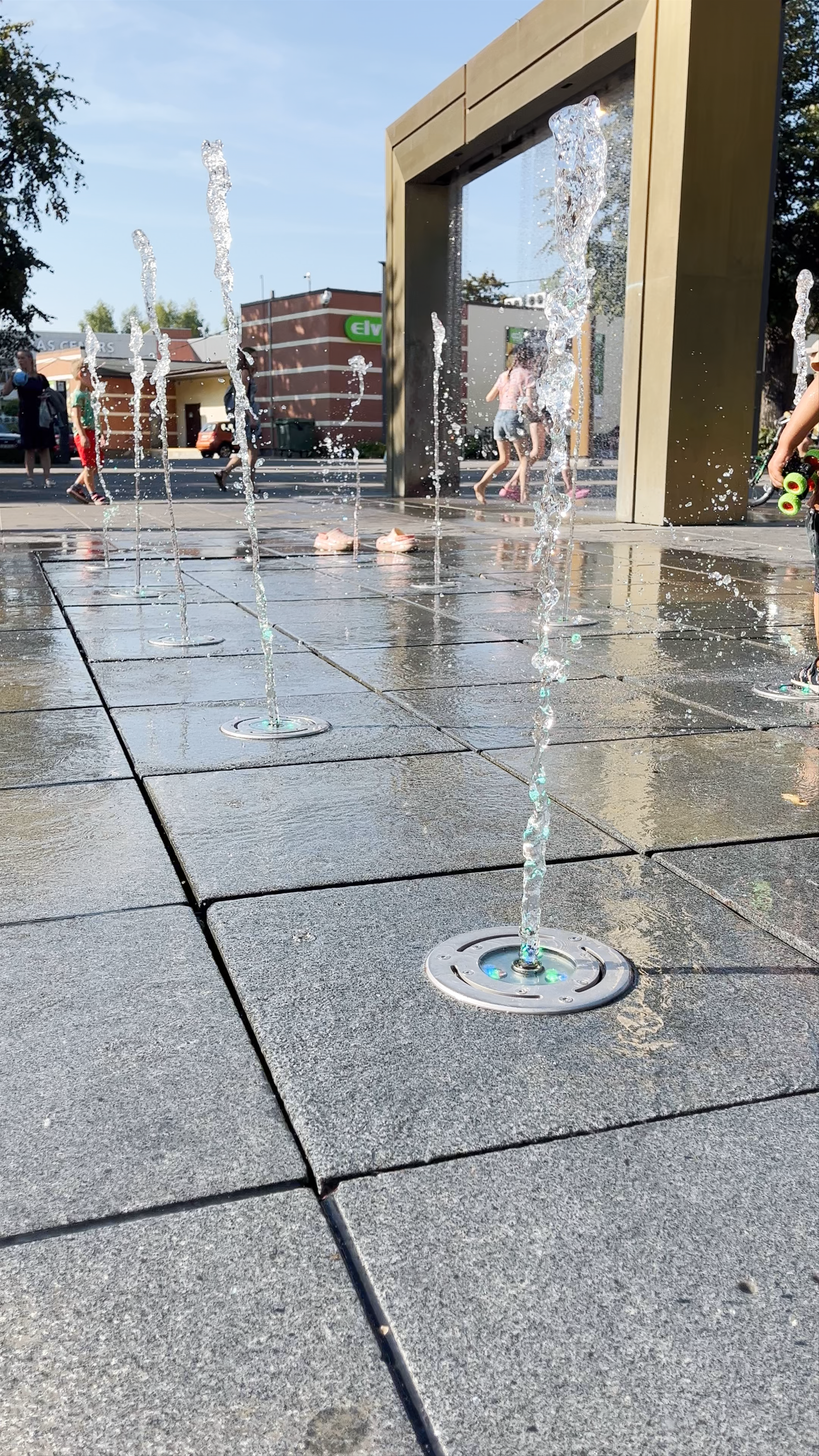 Ogres City Square: A Refreshing Water Fountain Playground in Summer