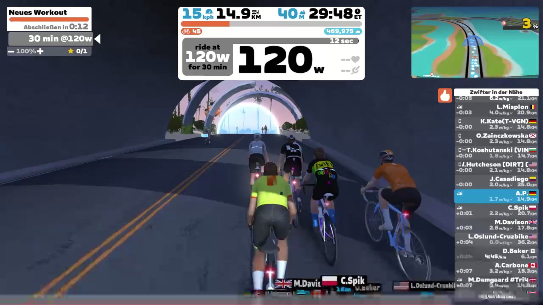 Zwift - Neues Workout in Watopia