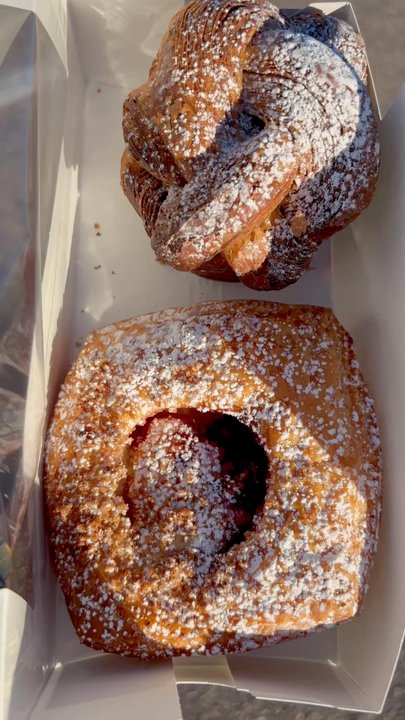 Rebel Bread - Tiramisu Croissant Knot and Raspberry Cream Cheese Croissant Square in a box! - Bakeries Near Me - Denver, Colorado