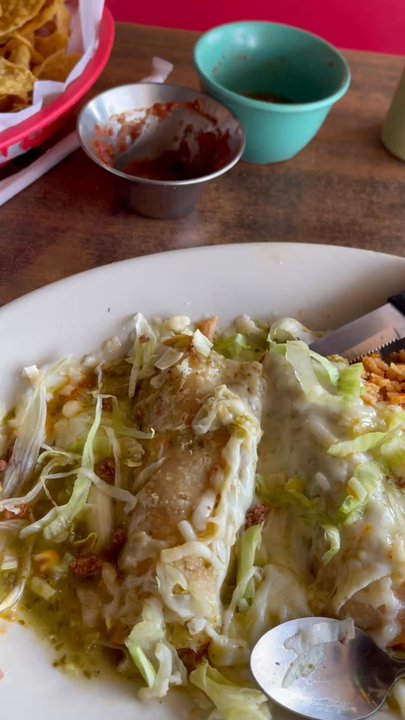 La Tapatia - Tex Mex plate after I removed the tostada off the top. Good stuff. - Mexican Near Me - Austin, Texas