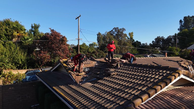 Drone footage of a Triple R tile roofing project.