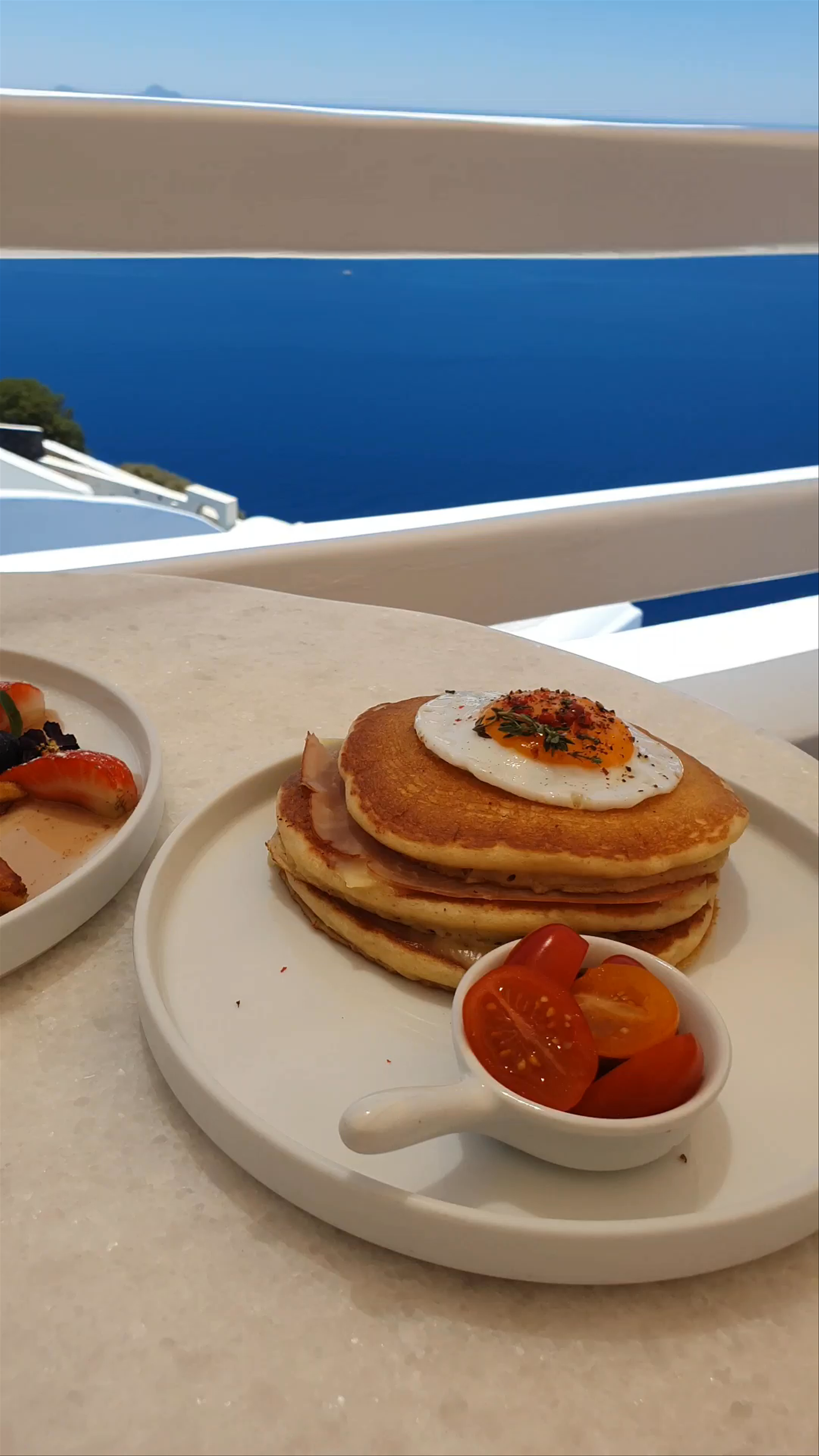 Serene Breakfast with Caldera Views in Santorini, Greece