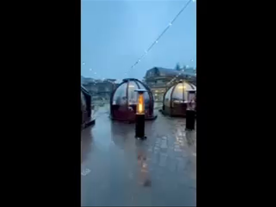Vulcania - Patio with dining domes - Italian Near Me - Mammoth Lakes, California