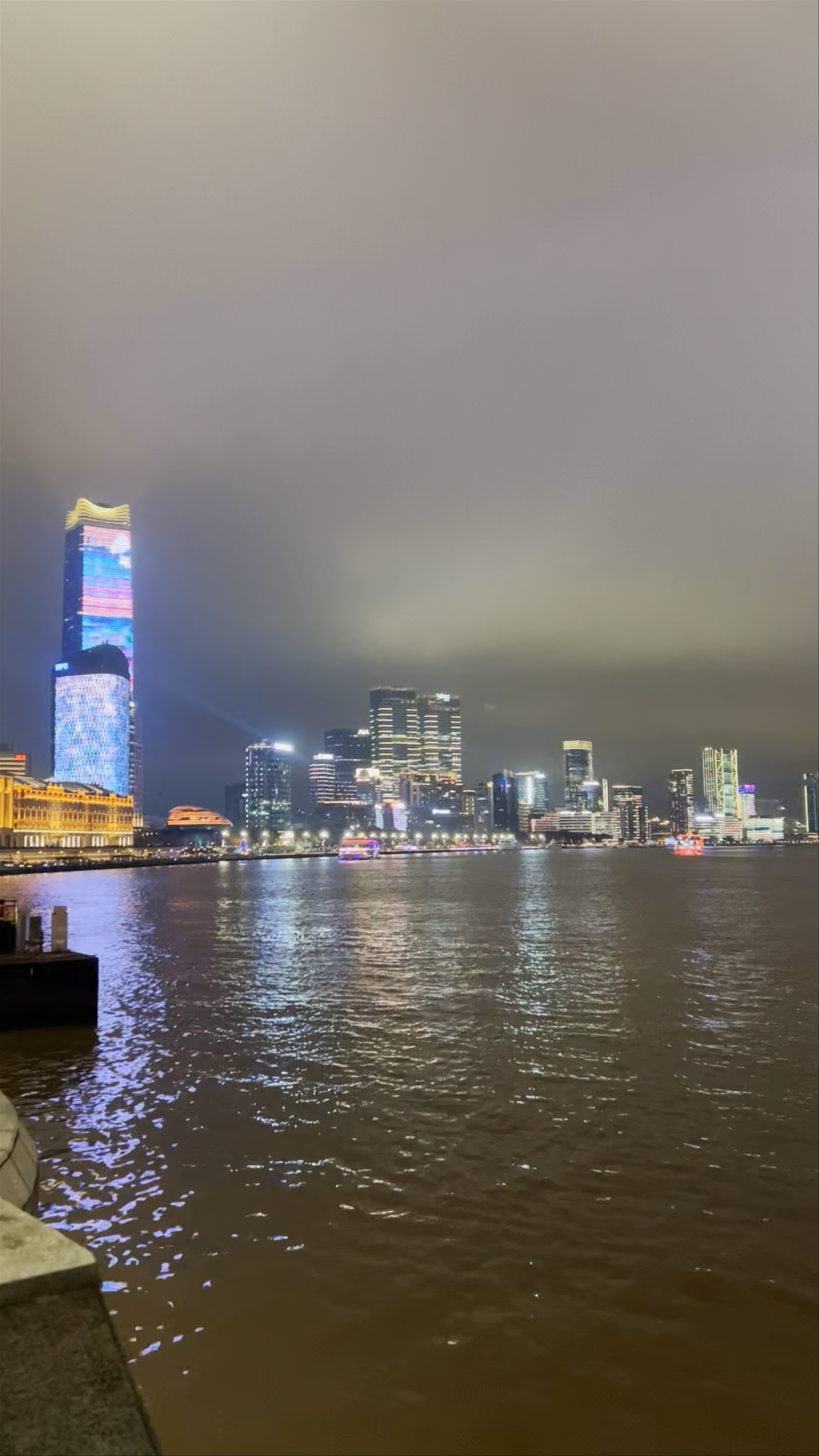 Nighttime Lights and Riverside Views at The Bund, Shanghai