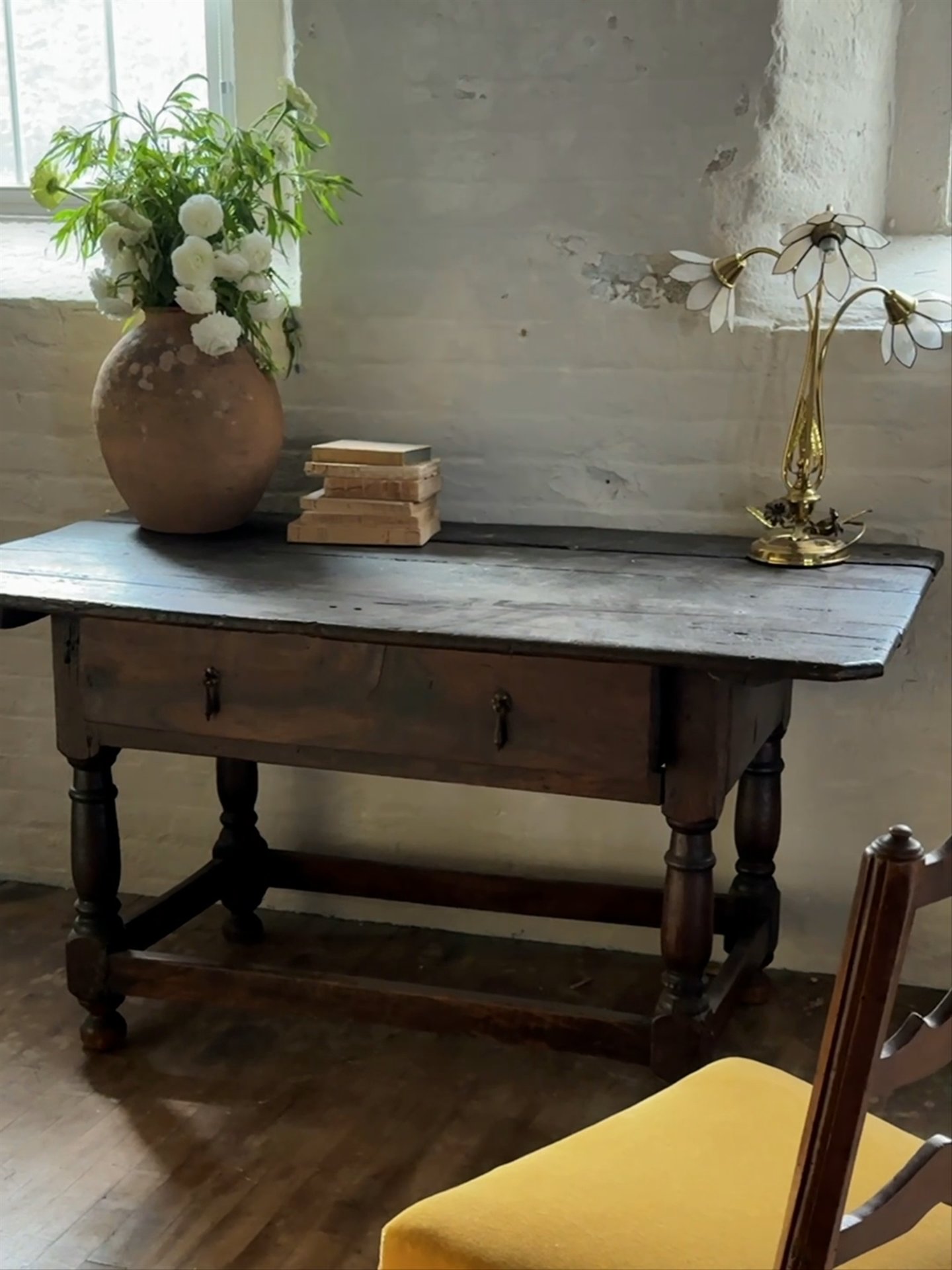 17th Century Oak Farm Table with Drawer