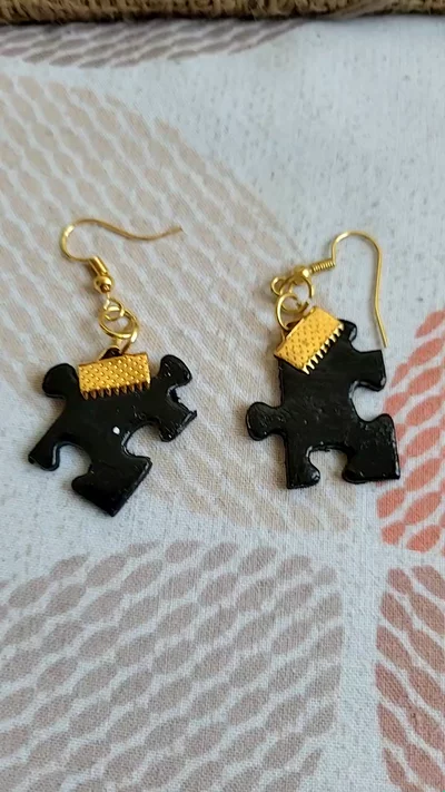 Puzzle Piece Earrings Hand Made