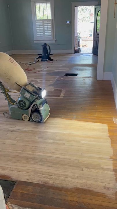 Vrapi Construction - Stripping our original 1930s oak floors - General Contractors Near Me