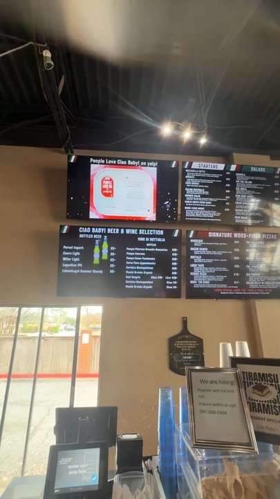 Ciao Baby - Menu board and toppings counter - Pizza Near Me - Collierville, Tennessee