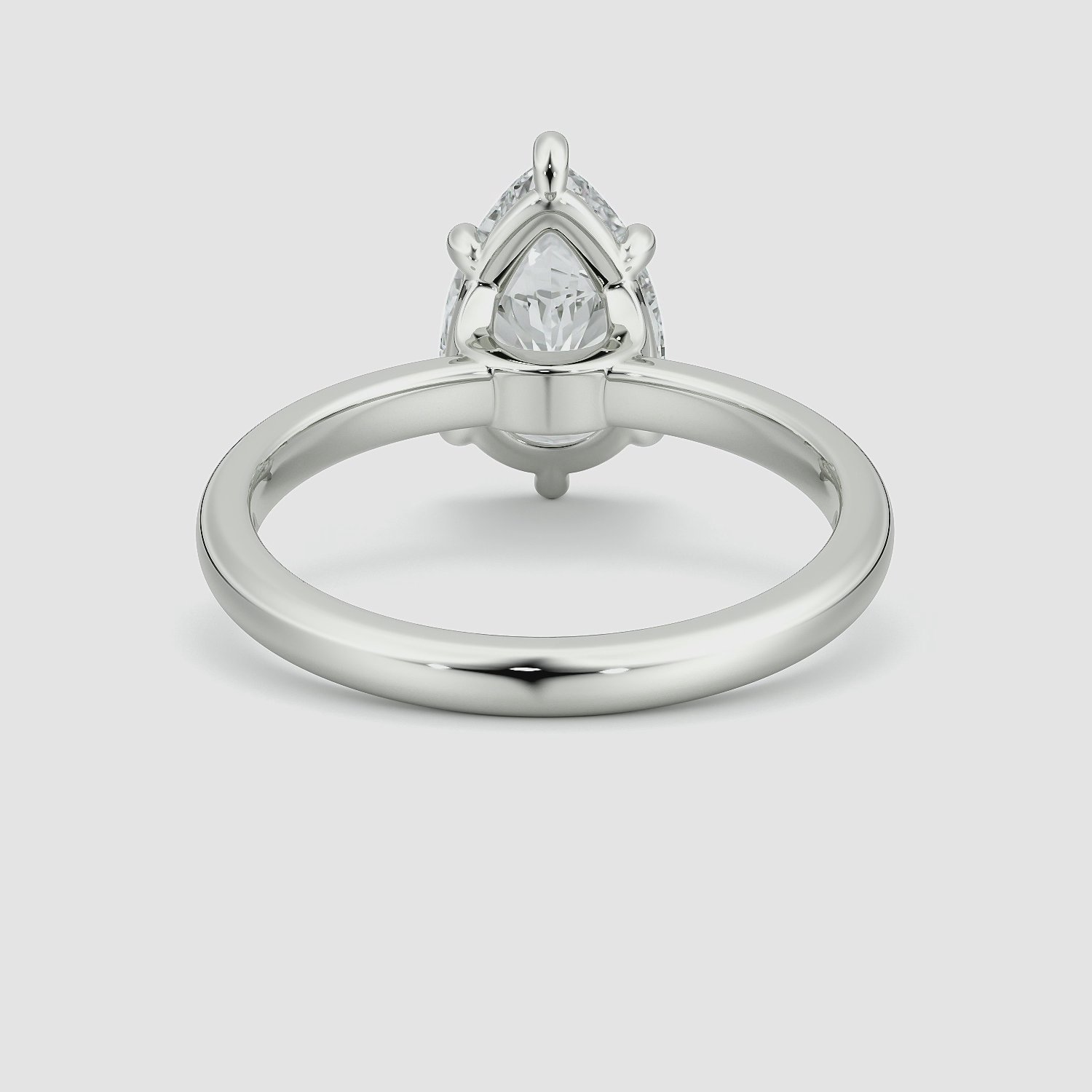 The Signature 6 Prong | Pear | 18k | White Gold | bandAccent: Plain | bandWidth: large | hiddenHalo: no | diamondOrientation: vertical | caratWeight: other