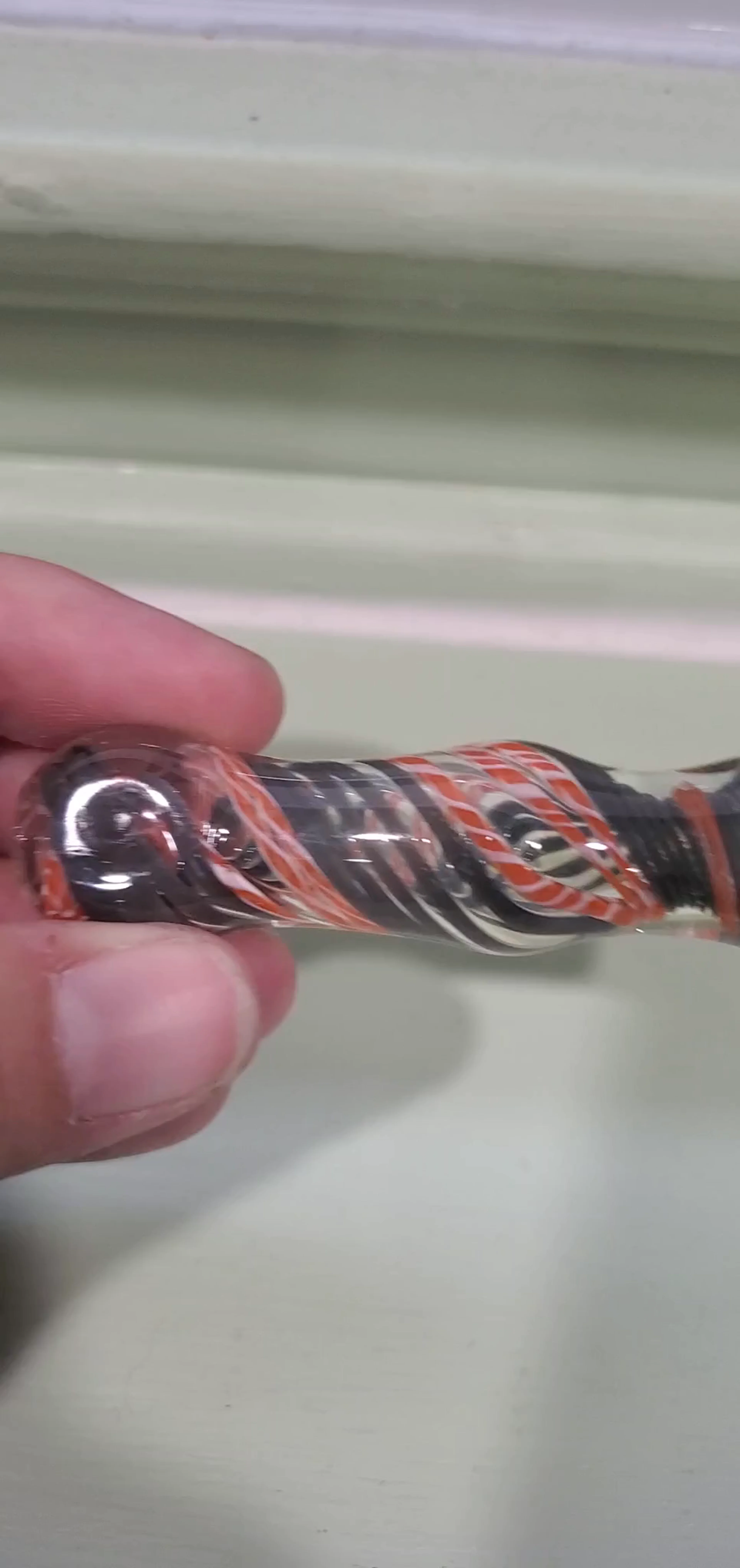 Preview pic of Burnt Orange and Gray Woven Design Chillum/One Hitter