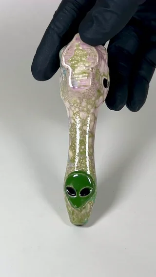 Preview pic of Alien Pipe - 4.5 Inches - Ceramic - Green, Pink and Light Blue - FREE SHIPPING!