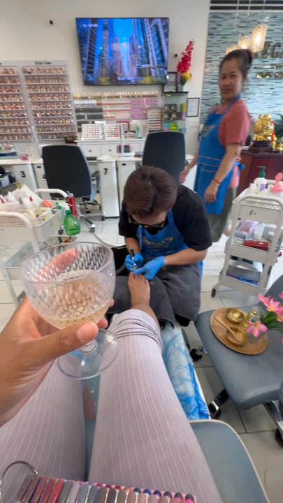 Megan's Nails Salon - Wine and complementary drink with my pedicure - Nail Salons Near Me - Hayward, California