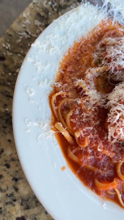 Capriccio Inc - Linguini and Meatballs Pasta with lots of parmesan cheese - Italian Near Me - Ventura, California