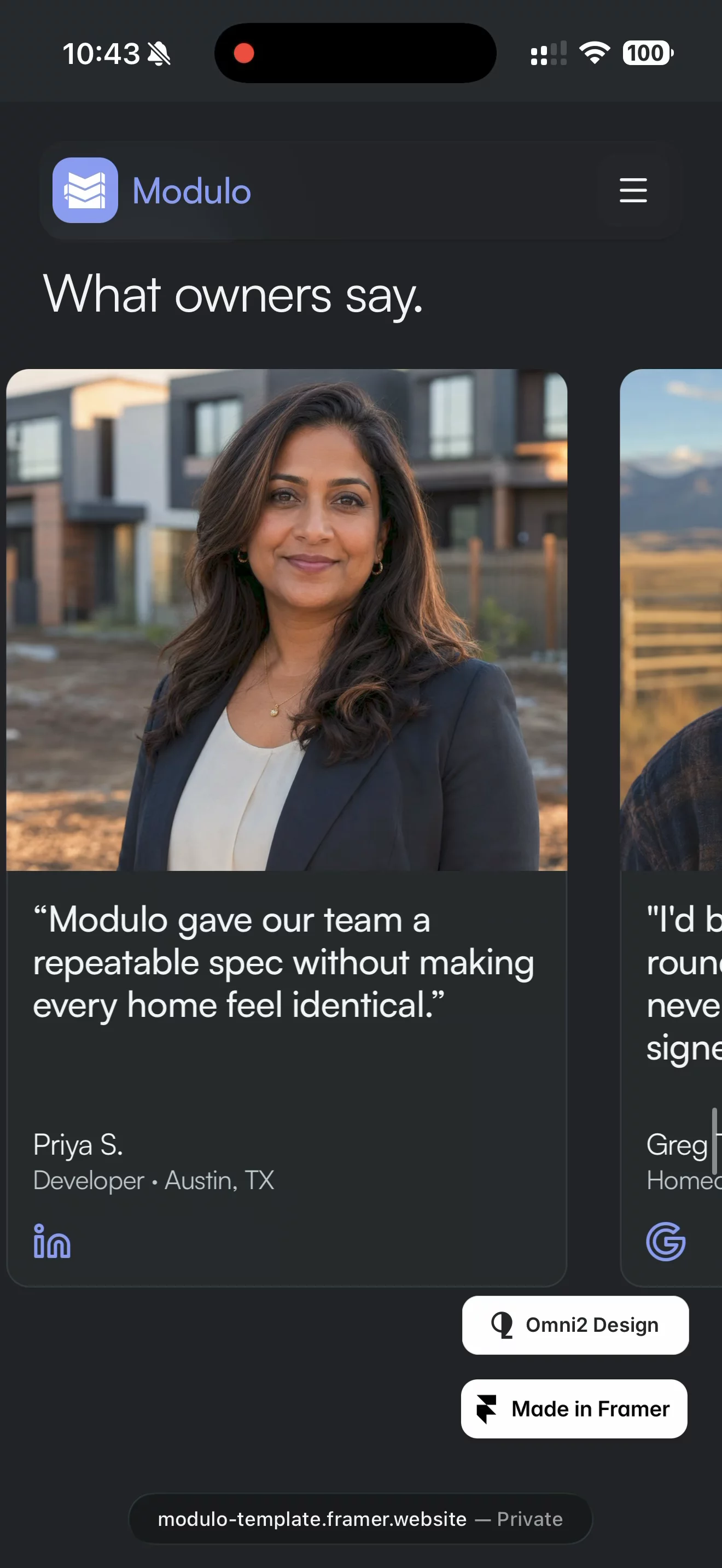 Modulo Prefab Architecture homepage on phone🏠Rate it out of 10?