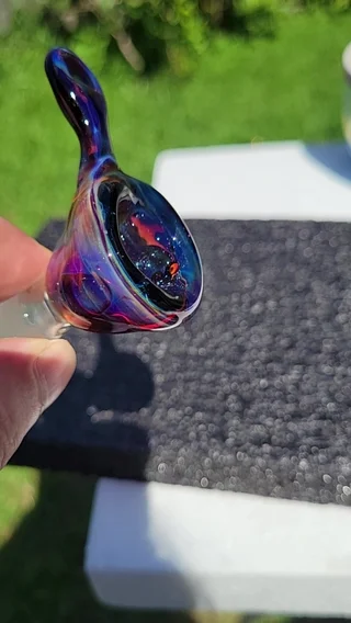 Preview pic of 3 hole bubble hash slide #18 devils punch and blue stardust