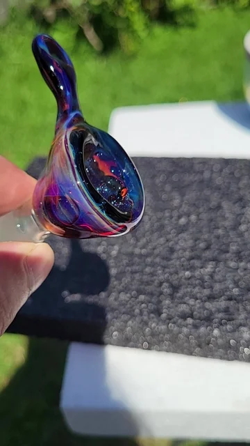 Preview pic of 3 hole bubble hash slide #18 devils punch and blue stardust