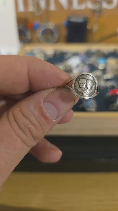 £16). 925 sterling silver Commemorative Ring size J extremely rare  image 1