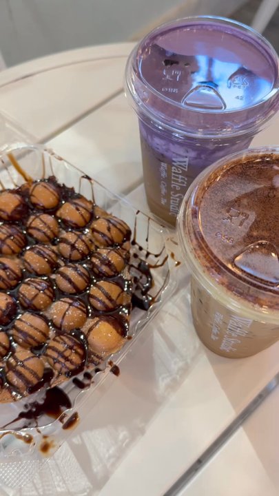 B’Lets Roastery - Chocolate egg, waffle with Ube, coffee and Vietnamese egg coffee - Waffles Near Me - South El Monte, California