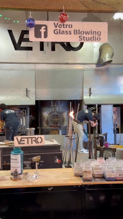 Vetro Glassblowing Studio - Watching the glass lowers getting ready to make an ornament for a young girl. - Art Galleries Near Me - Grapevine, Texas