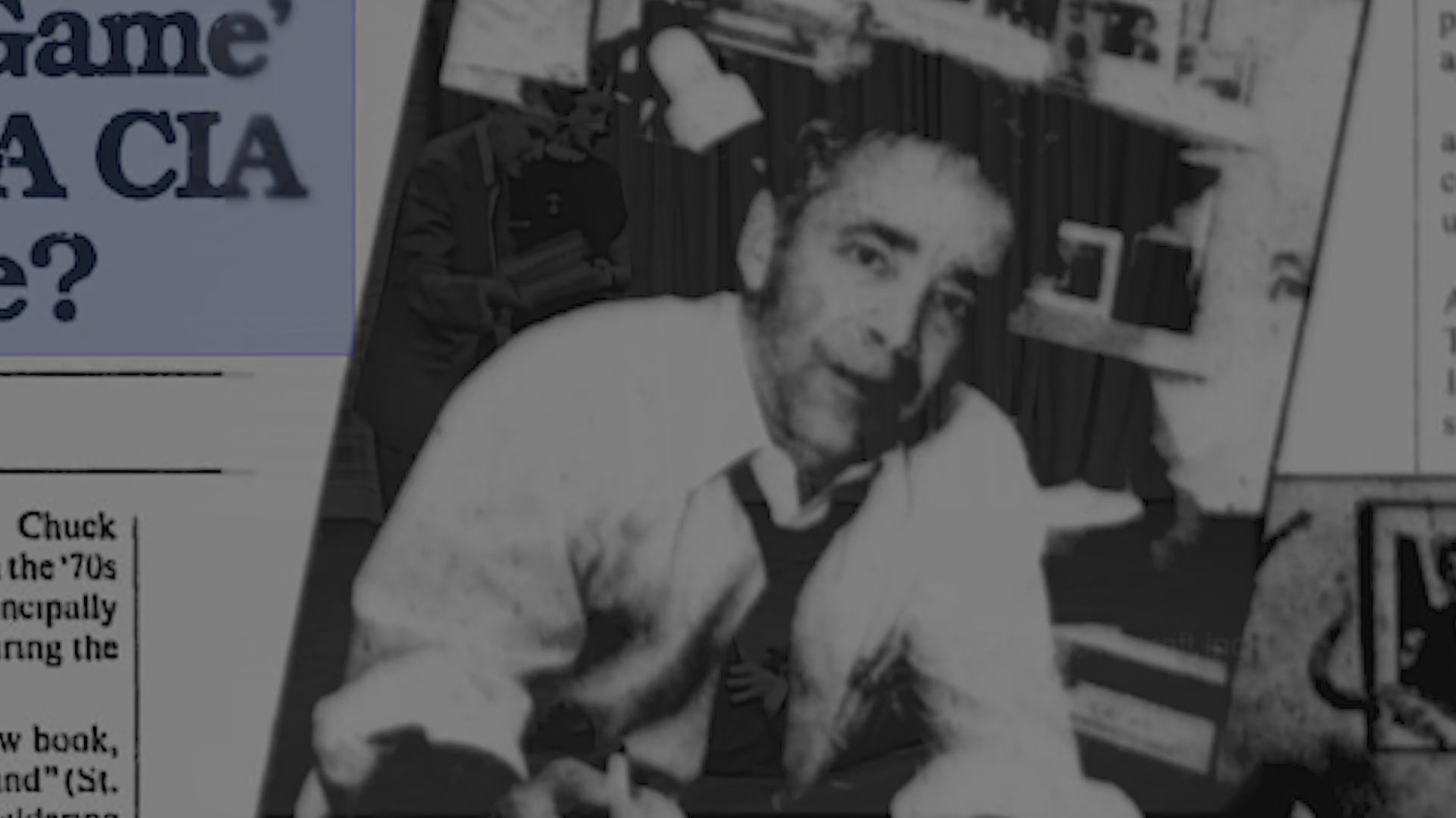 Historical media segments explore allegations regarding television producer Chuck Barris and his alleged covert background as a CIA operative.
