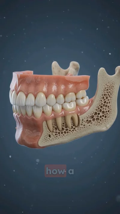 Still from an AI-generated medical explainer: How a dental implant is placed