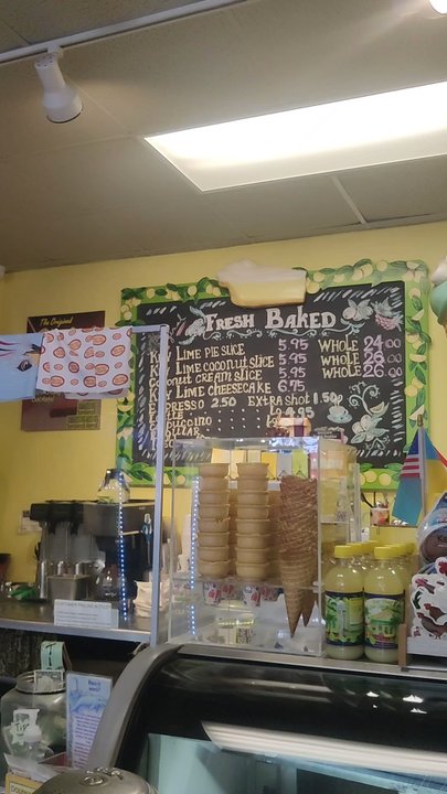 Key Lime Pie Bakery - The counter, menu, and display case. Case filled with key lime options. - Desserts Near Me - Key West, Florida