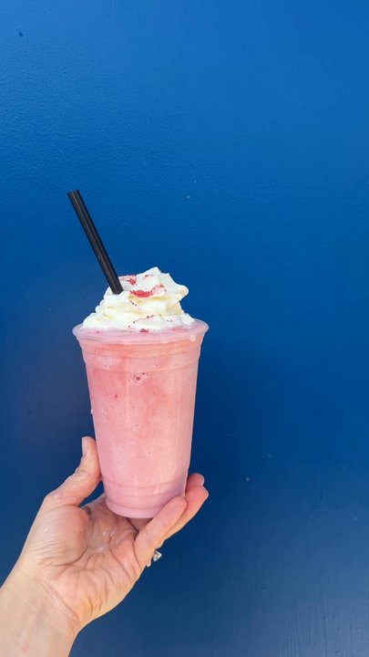 Stu's Brews - Blended pink drink with whip - Coffee & Tea Near Me - Eureka, California