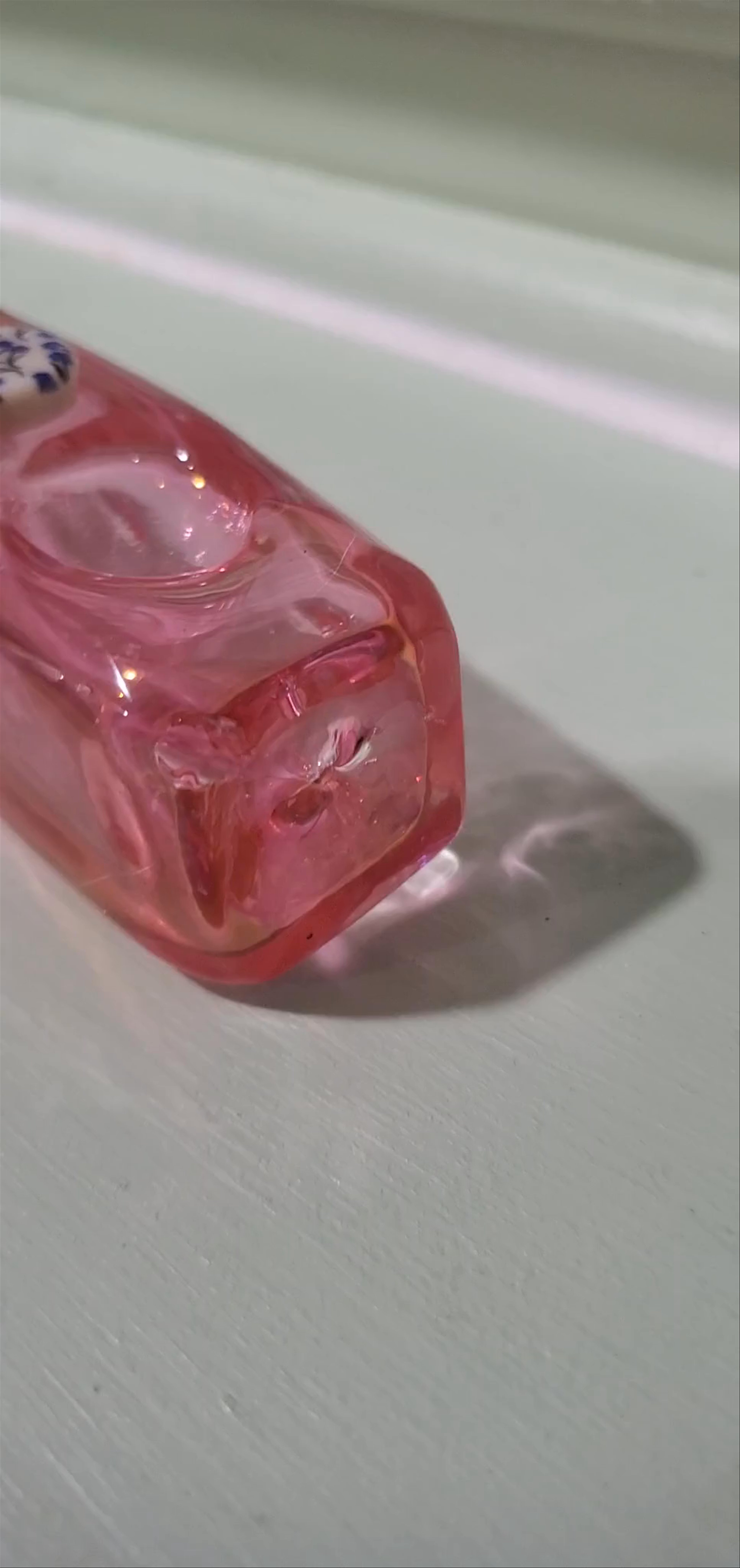 Preview pic of Rectangular Pink "Diamonds and Pearls" Pipe/Bowl/Spoon