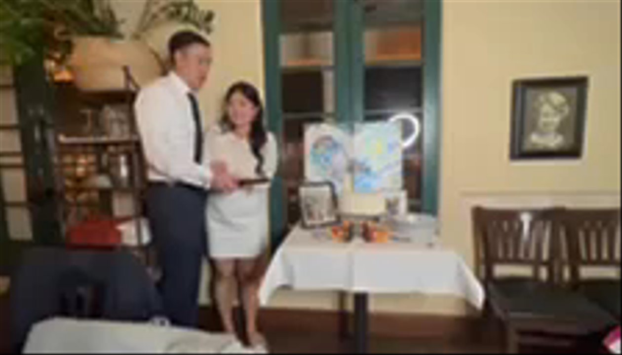 Jane - Cake cutting on the coconut cake - New American Near Me - Santa Barbara, California