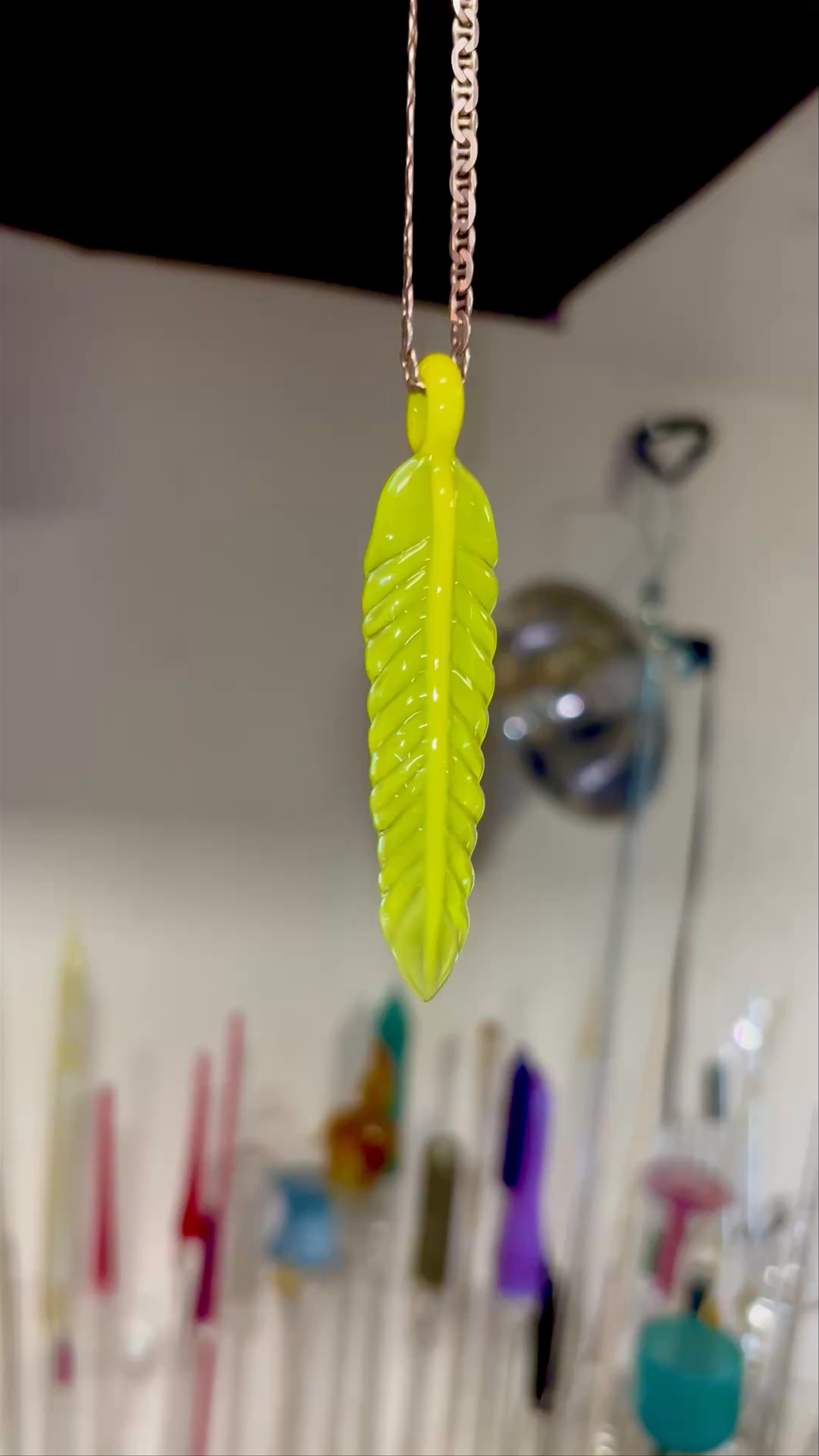 Preview pic of Stardust over Roswell leaf pendant