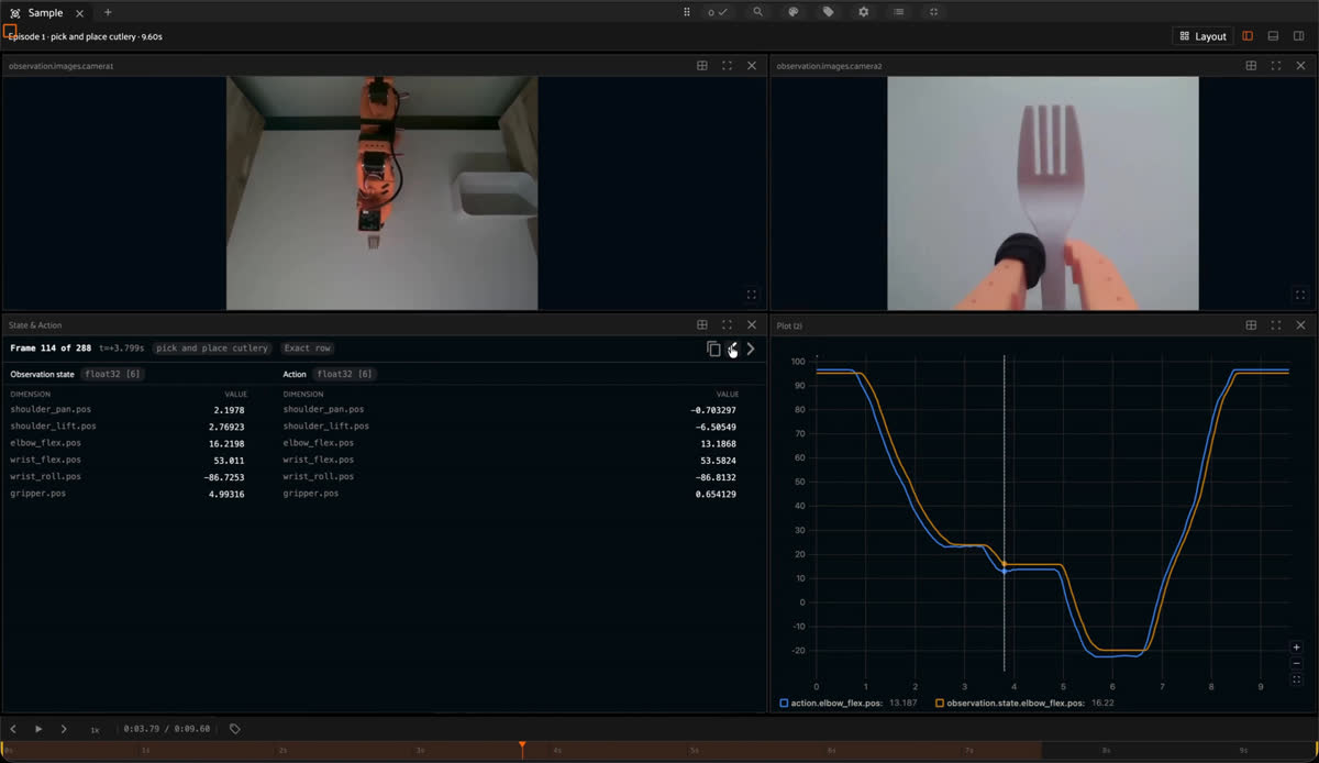 Playback of synchronized LeRobot data streams