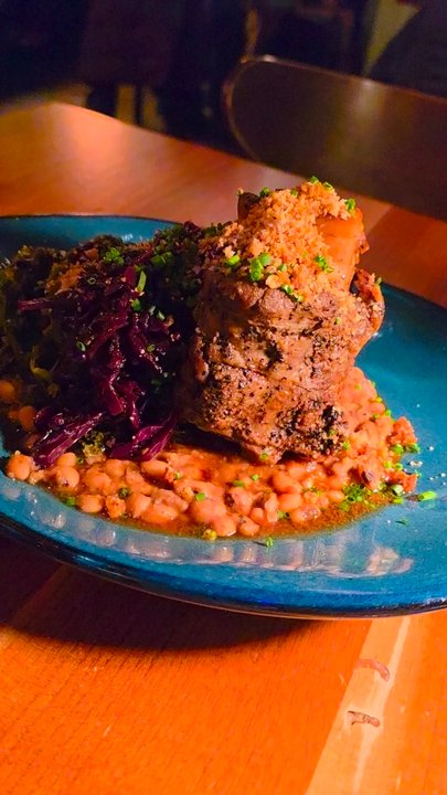Lucky Restaurant - My Beeler's Pork Shank main entrée. - Wine Bars Near Me - Roanoke, Virginia