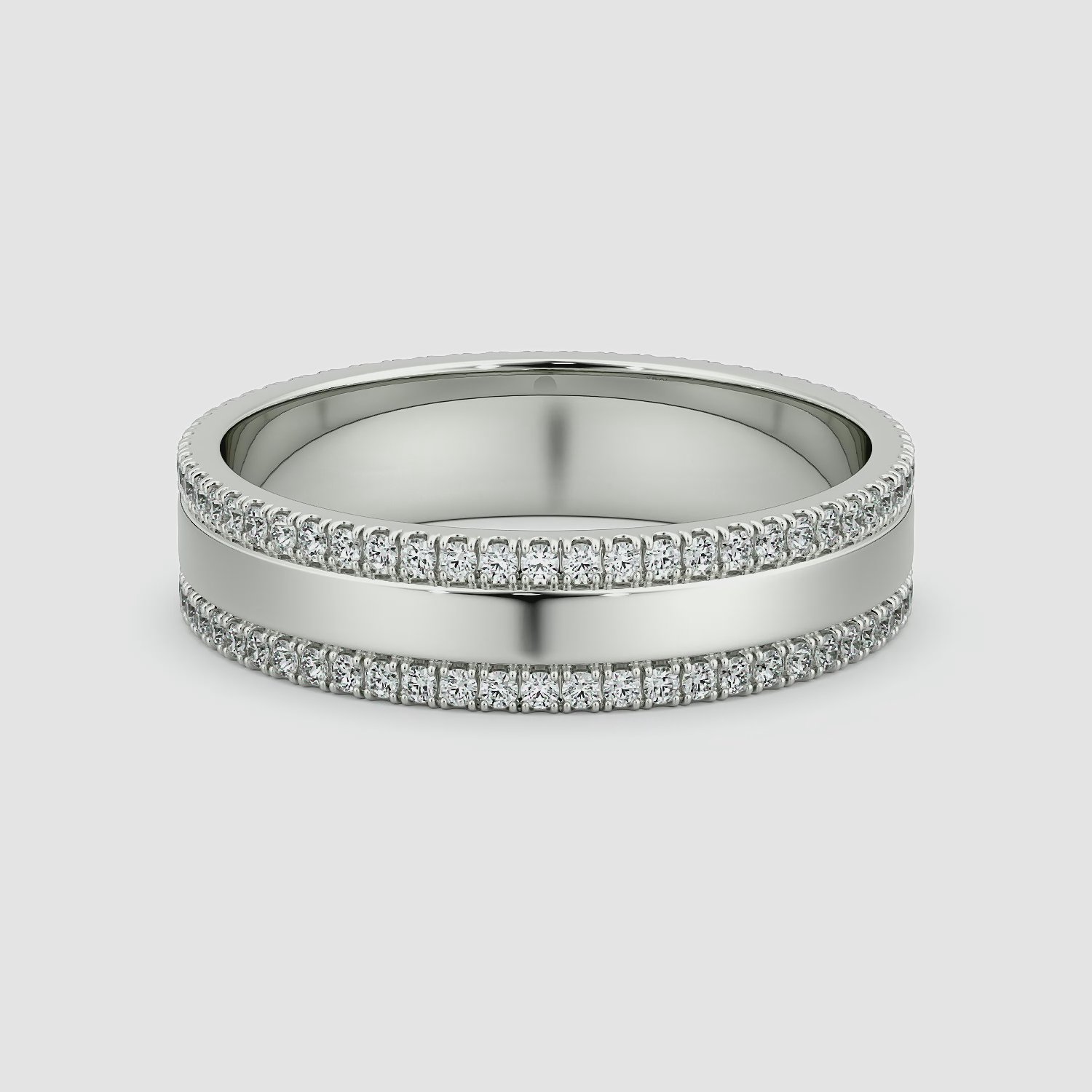 The Pavé Cigar Band | 18k | White Gold | bandAccent: Pavé | paveVersion: double