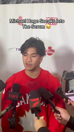 Michael Hage Sneaks into Zayne Parekh's Media Availability