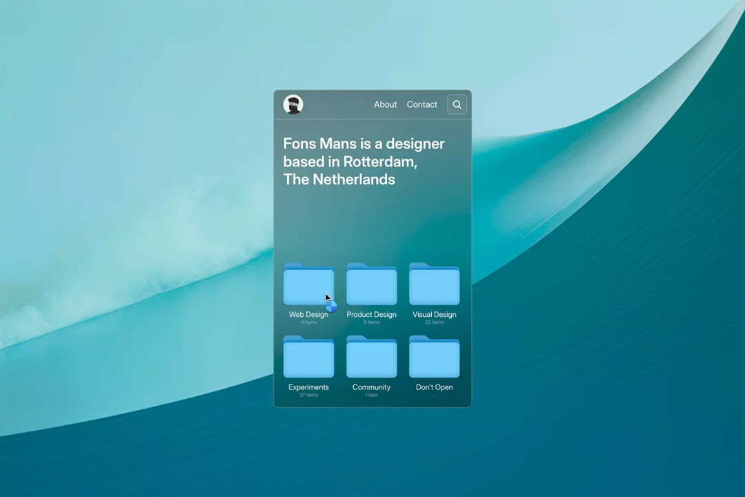 Created a mobile version for one of Fons Mans' creative concepts in Framer.