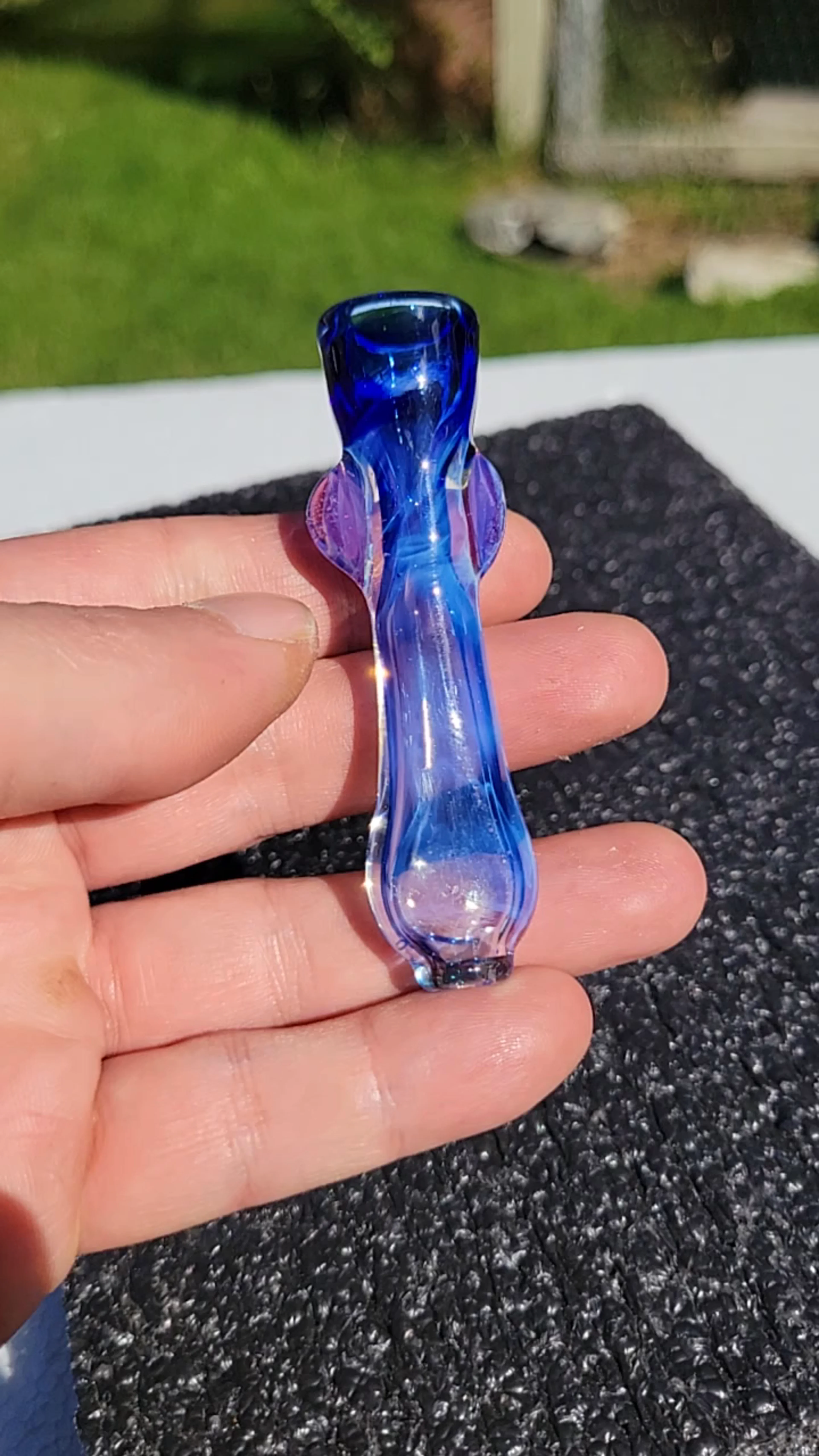 Preview pic of Ghost and light colbalt chillum with star gazer accents