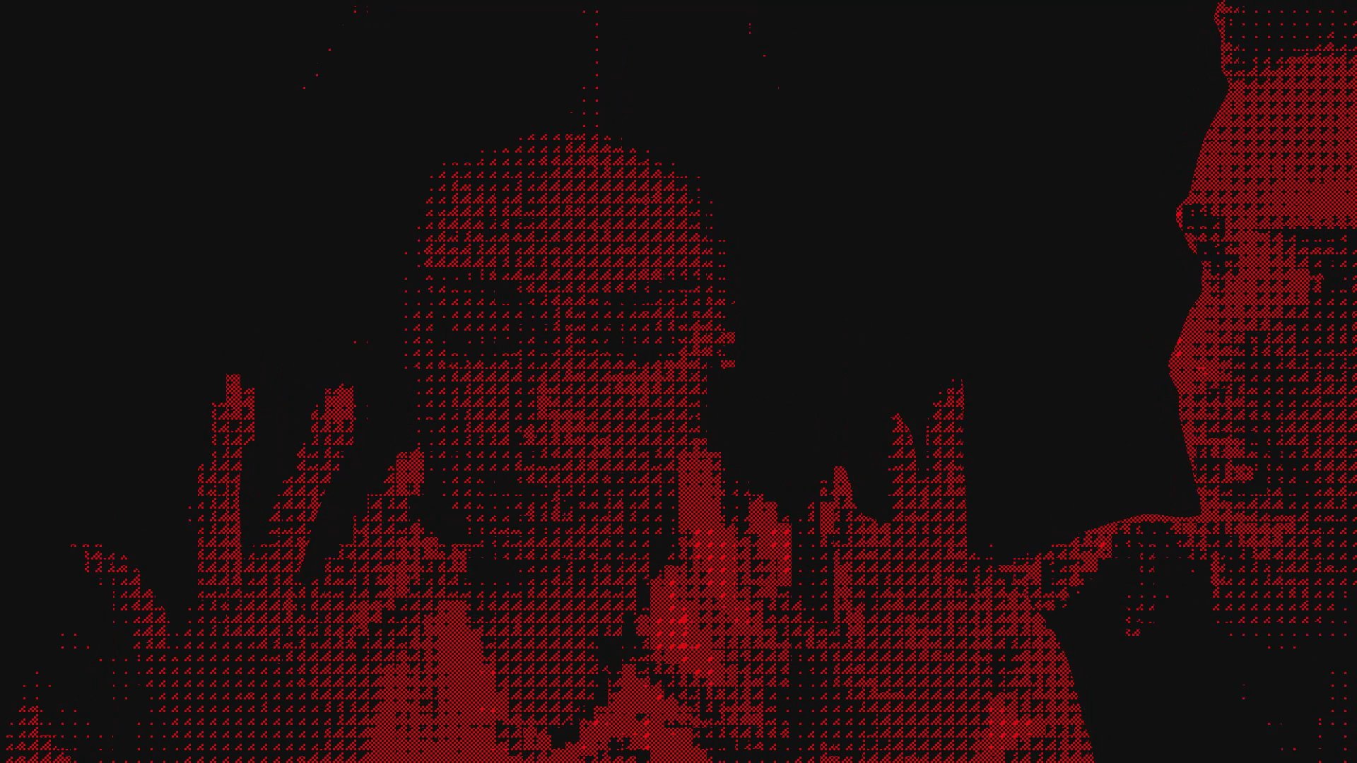 Individuals engage in an intense, intimate conversation within a dimly lit setting bathed in red light. The interaction progresses through gestures and close-range communication between participants.