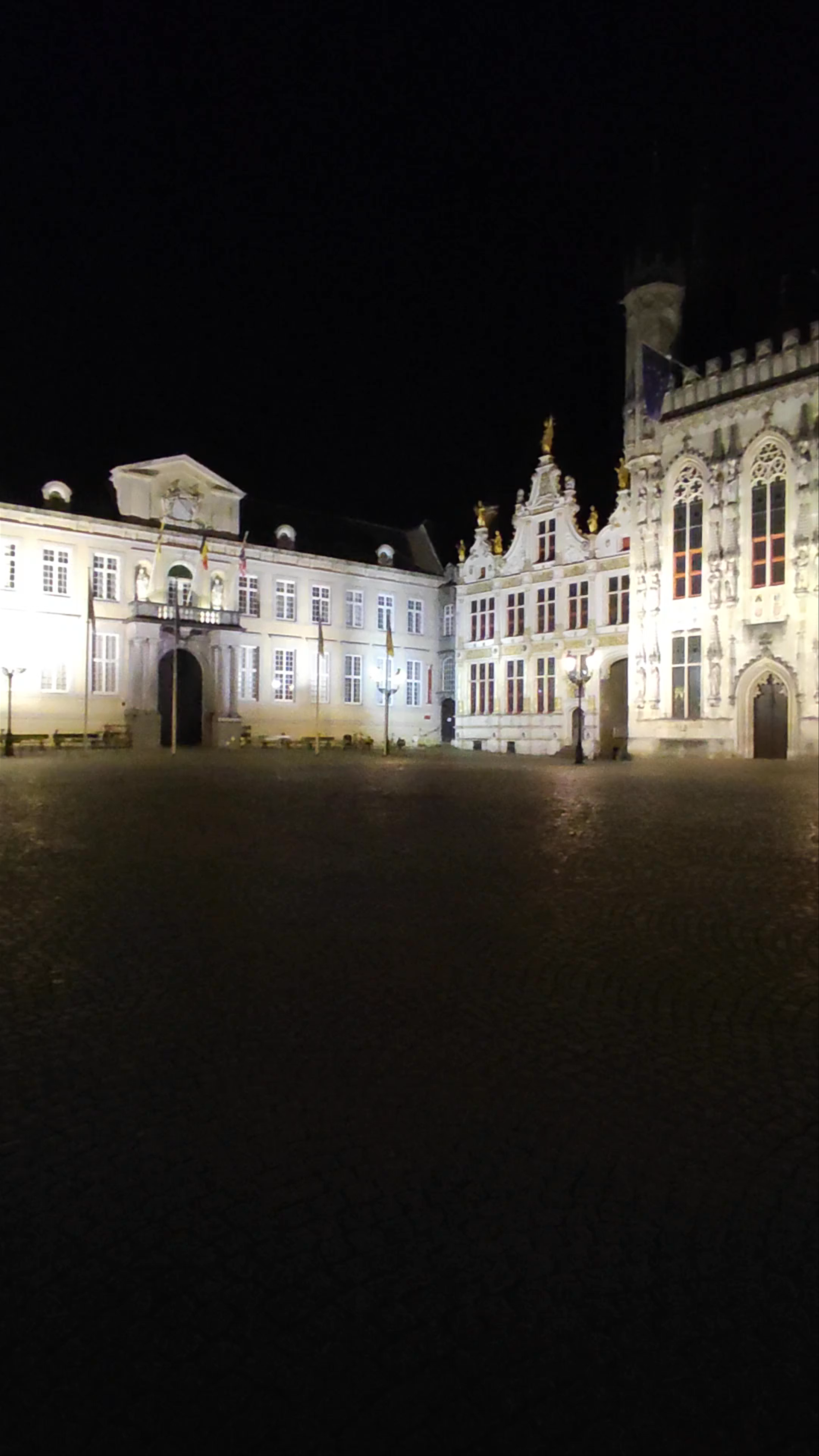 Nighttime Serenity at Stadhuis Brugge, Burg Square, Bruges