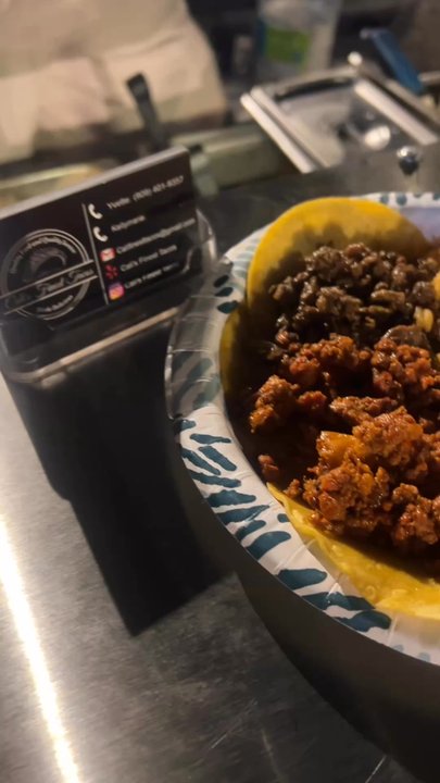 Cali’s Finest Tacos - Freshly served: carne asada & al pastor tacos with rice and beans and chicken & carne asada tacos with rice and beans - Caterers Near Me