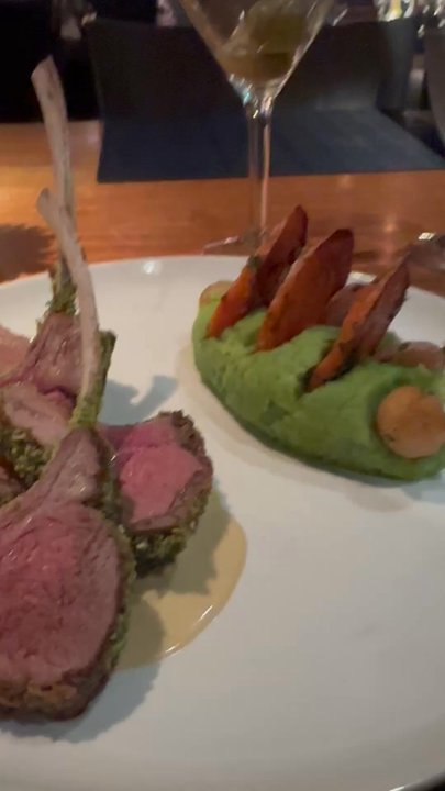 River Oaks Restaurant - HERB CRUSTED LAMB RACK- Basil Mashed Potatoes & Roquefort Sauce - New American Near Me - Memphis, Tennessee