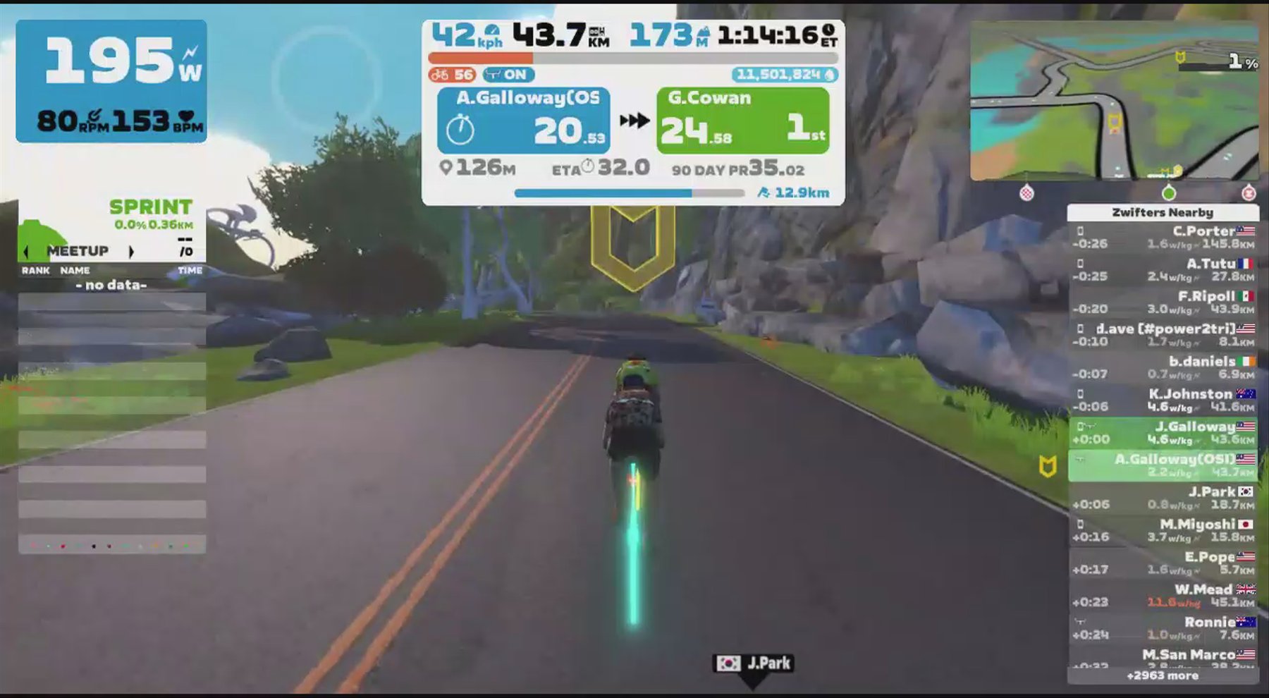 Zwift - Andrew Galloway(OSI)'s Meetup on Spiral into the Volcano in Watopia