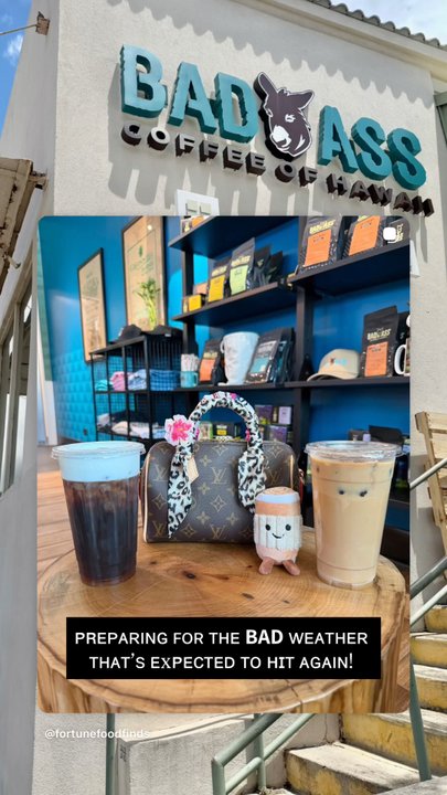 Bad Ass Coffee - Cold Lava Cold Brew with choice Banana Foam $6.95 | Caramel Wave Latte $7.95 (both in size Big Kahuna) - Coffee & Tea Near Me - Honolulu, Hawaii