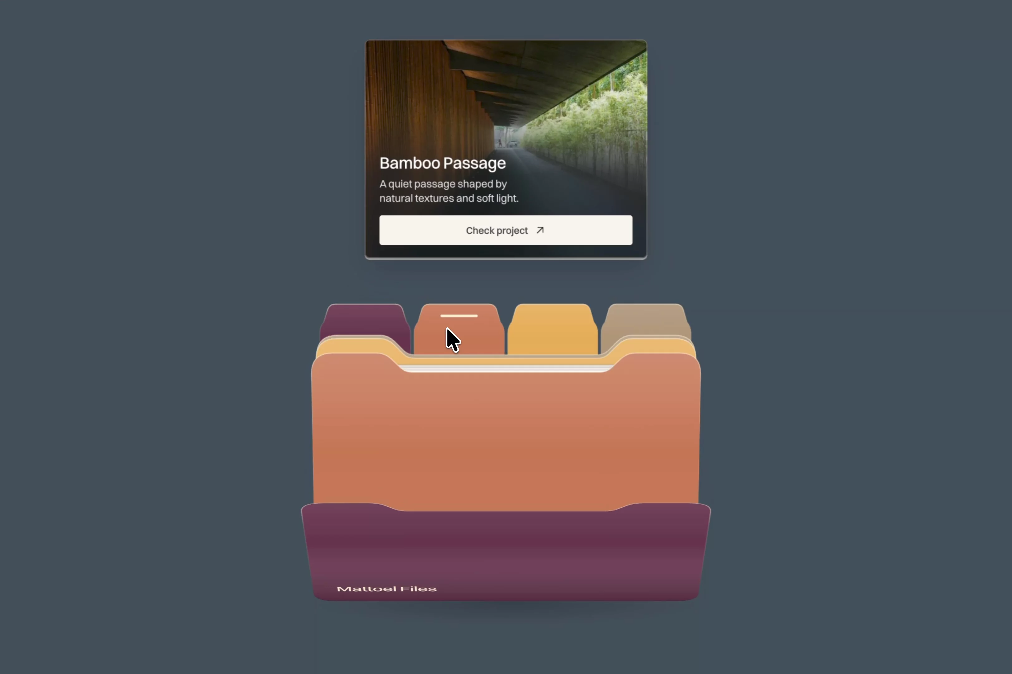 Here’s Portfolio Folder in action.The current card slides back, the dividers fold forward and the next project rises into view.Click here to explore it and support the release 👇
