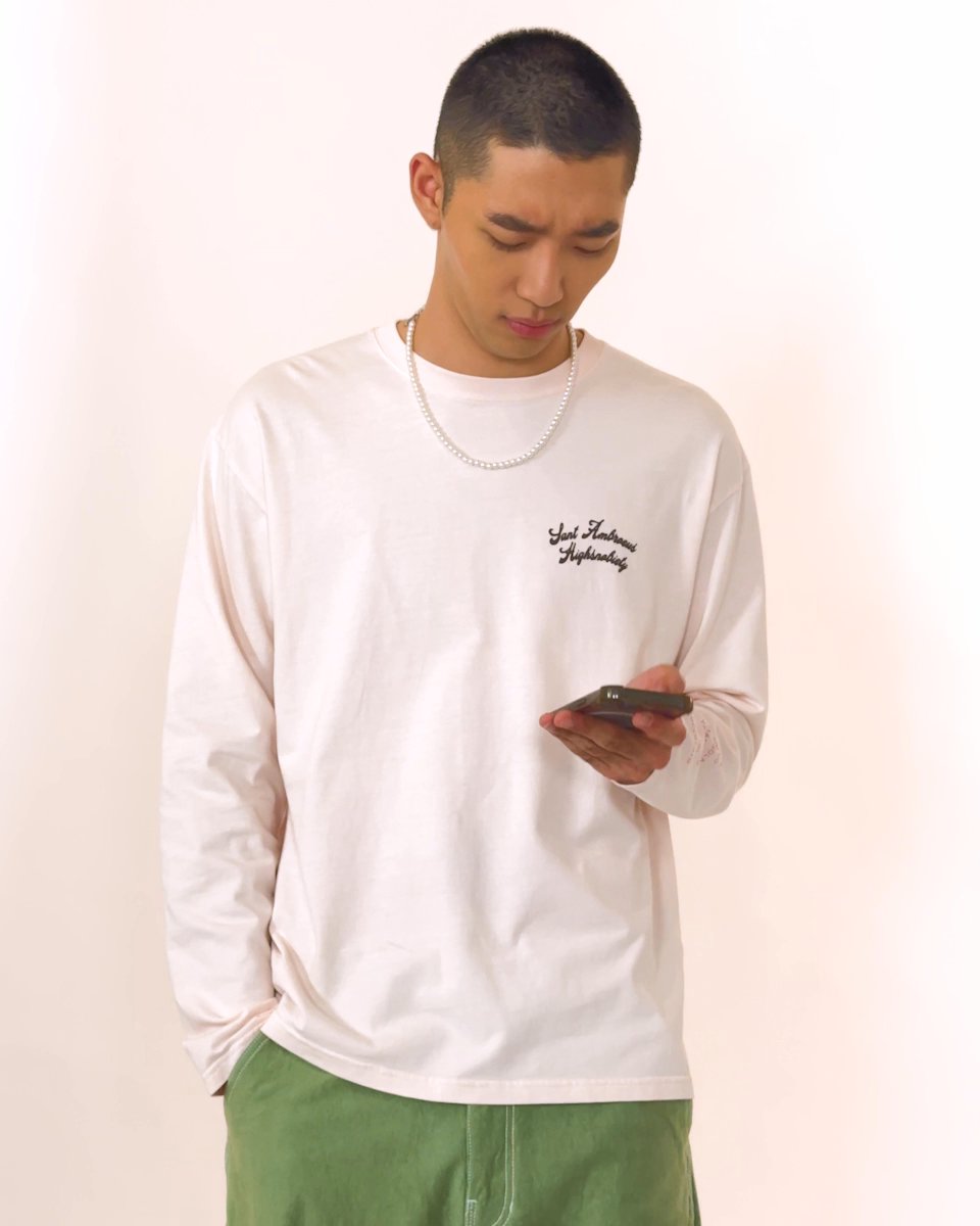 Sant Ambroeus x Highsnobiety – Gelateria Long-Sleeve Light Pink - Longsleeves - Light Pink - Video 4