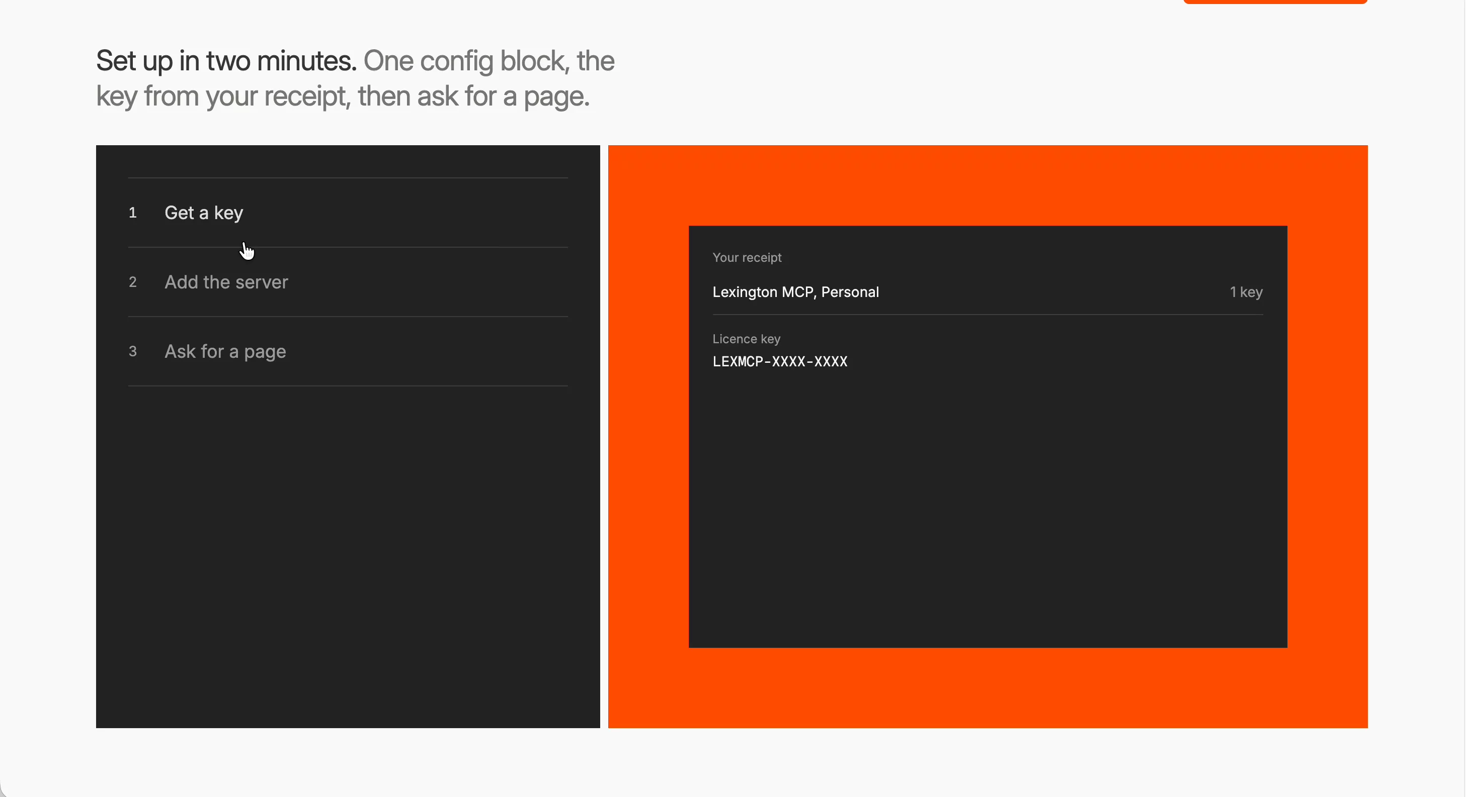 Set up the Lexington's MCP in two minutes1. Get your key2. Add the server3. Ask: "Build a landing page for my invoicing app with the Brightlight theme: hero-2, feature-3, pricing-1 and faq-1."No key?  One theme is open to everyone.  Point your agent at it and see. - https://lexingtonthemes.com/mcp