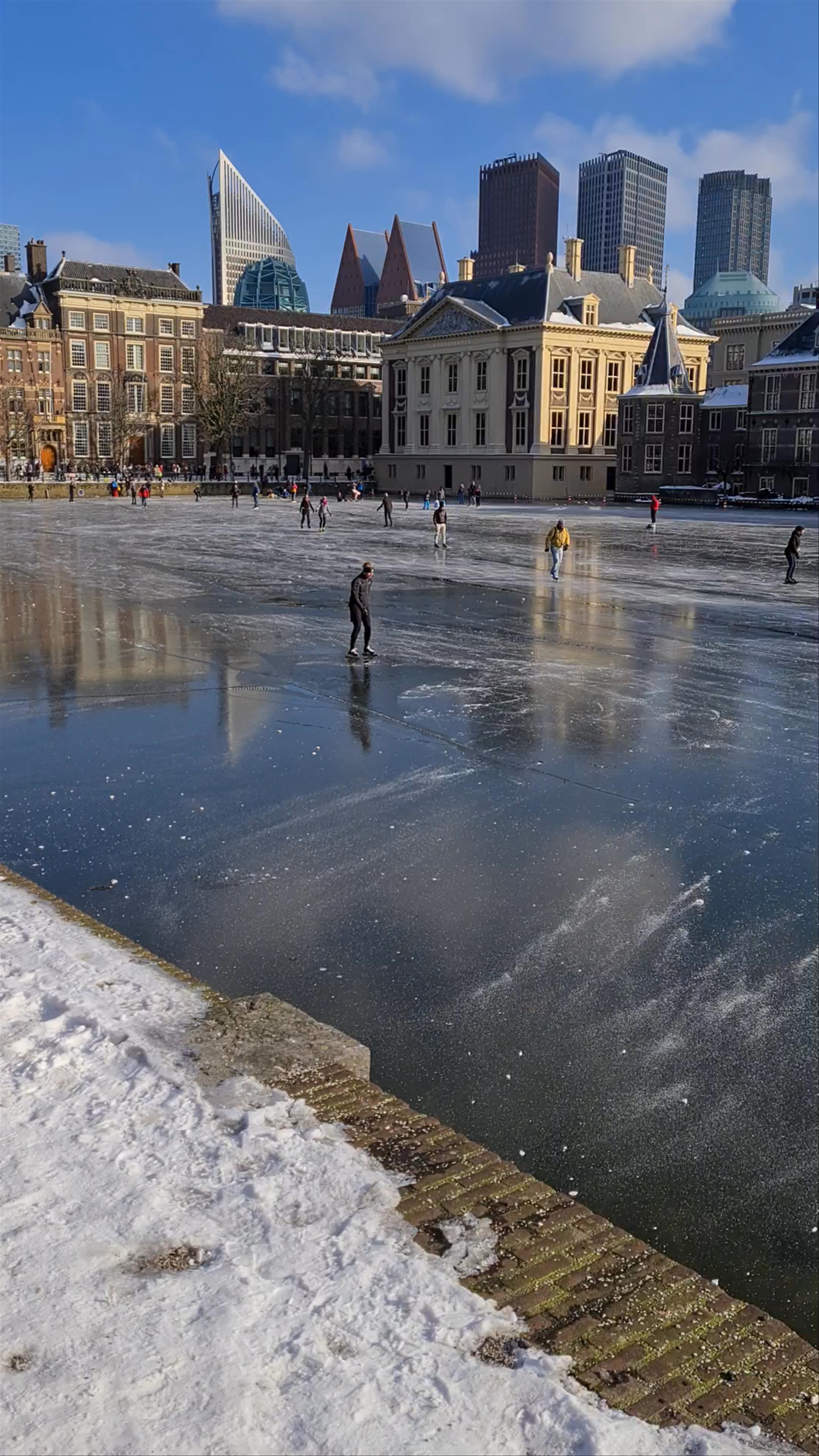 Winter Ice Skating on Hofvijver, The Hague