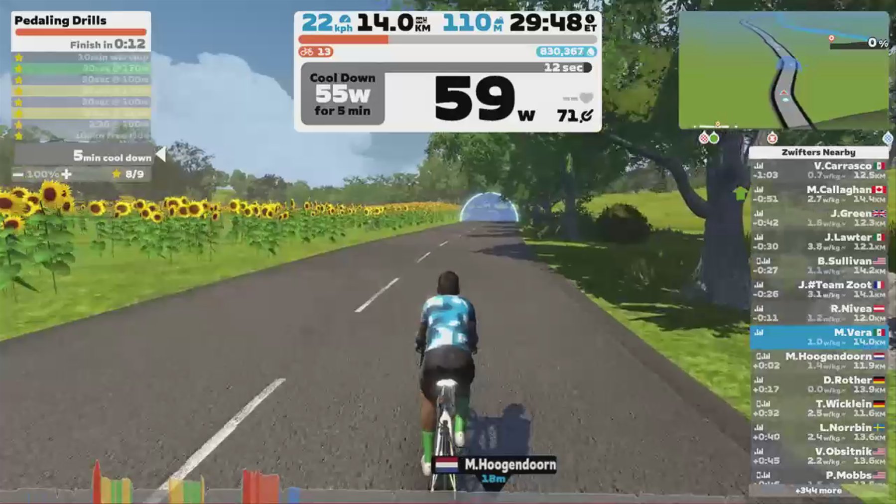 Zwift - Pedaling Drills on Spiral into the Volcano in France